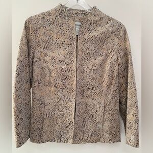 CHICOS Lightweight Tan and Metallic Print on Sueded Leather